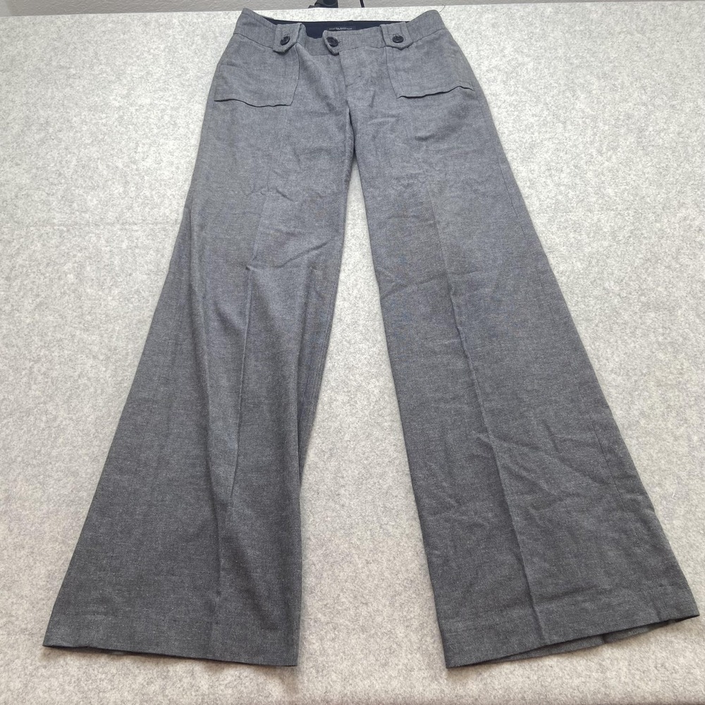 Banana Republic Martin Fit Pants Womens 6L 31x34 Gray Wool Blend Tweed Wide Leg